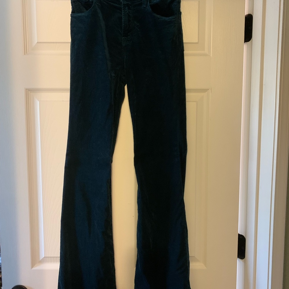 J Brand Deep Green Velvet Flare Jeans